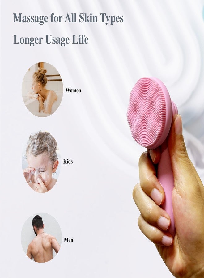 MtBoi 2 PC Silicone Facial Cleansing Brush Facial Scrubber Manual Exfoliating Facial Brush Face Cleanser Face Exfoliator Ultrafine Bristles for Sensitive Skin Easy to Clean Lather Well(Pink&Blue) - Image 5